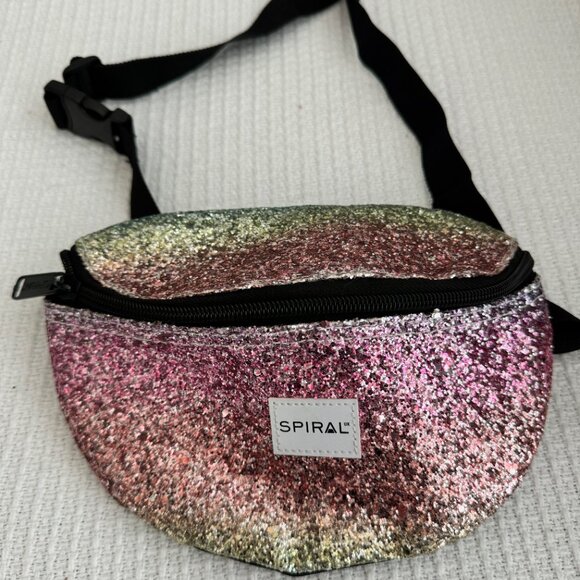 SPIRAL.UK Festival Bag in pink/gold ombre sparkle, One size - Picture 3 of 6